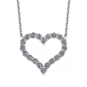 Diamond Heart Necklace in 18K White Gold