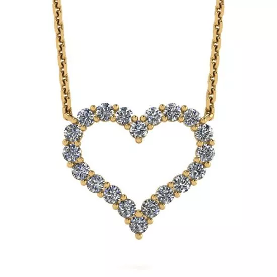 Diamond Heart Necklace in 18K Yellow Gold, Enlarge image 1
