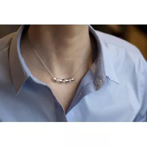 Smile Necklace with 0.33 ct Diamond and Sea Pearls - Ruban Collection - Photo 1